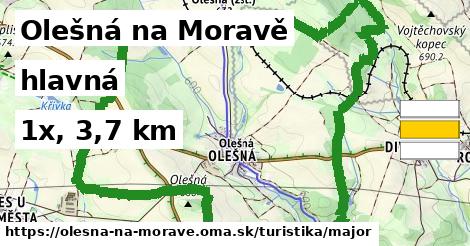 Olešná na Moravě Turistické trasy hlavná 