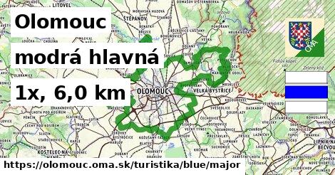 Olomouc Turistické trasy modrá hlavná