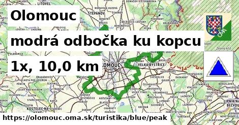 Olomouc Turistické trasy modrá odbočka ku kopcu