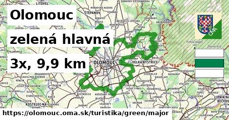 Olomouc Turistické trasy zelená hlavná