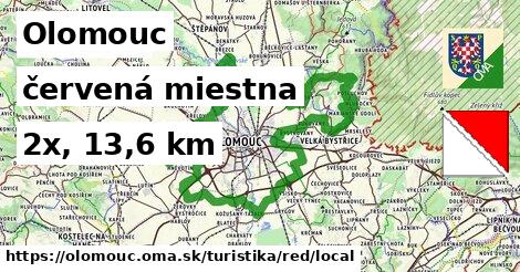 Olomouc Turistické trasy červená miestna