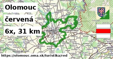 Olomouc Turistické trasy červená 