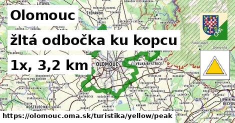 Olomouc Turistické trasy žltá odbočka ku kopcu