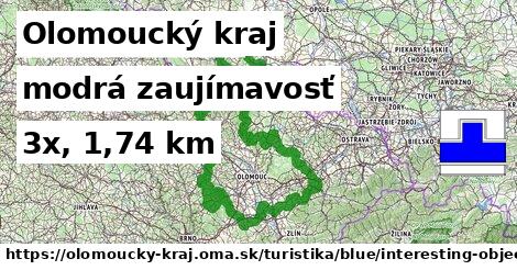 Olomoucký kraj Turistické trasy modrá zaujímavosť