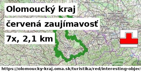 Olomoucký kraj Turistické trasy červená zaujímavosť