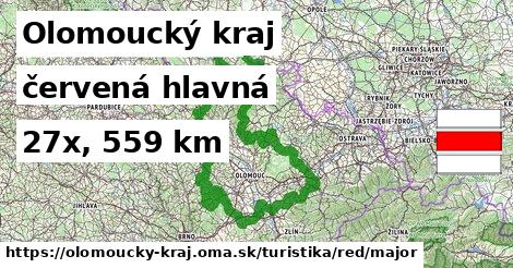 Olomoucký kraj Turistické trasy červená hlavná