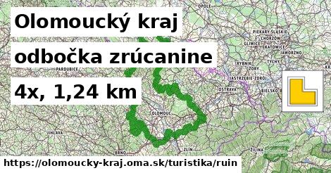 Olomoucký kraj Turistické trasy odbočka zrúcanine 