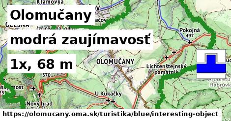 Olomučany Turistické trasy modrá zaujímavosť