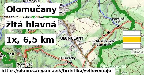 Olomučany Turistické trasy žltá hlavná