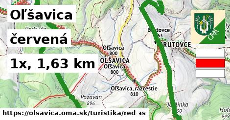 Oľšavica Turistické trasy červená 