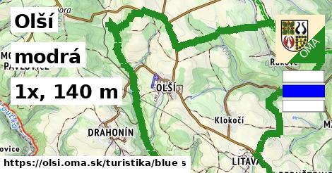 Olší Turistické trasy modrá 
