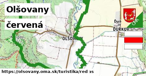 Olšovany Turistické trasy červená 