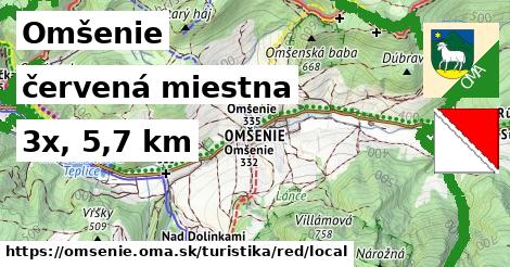 Omšenie Turistické trasy červená miestna