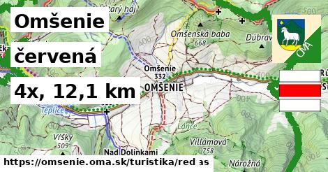 Omšenie Turistické trasy červená 