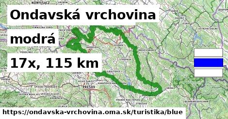 Ondavská vrchovina Turistické trasy modrá 