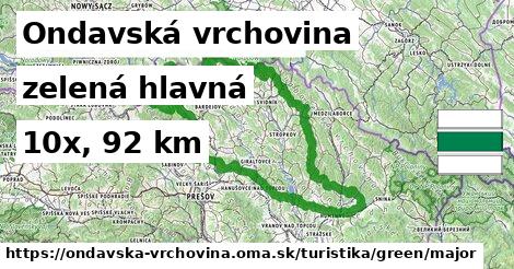 Ondavská vrchovina Turistické trasy zelená hlavná