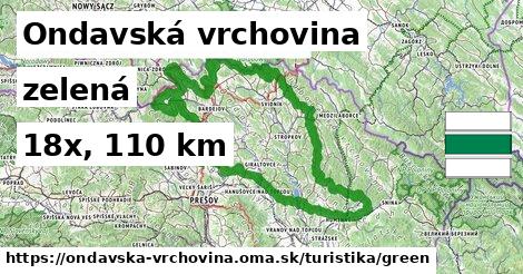 Ondavská vrchovina Turistické trasy zelená 