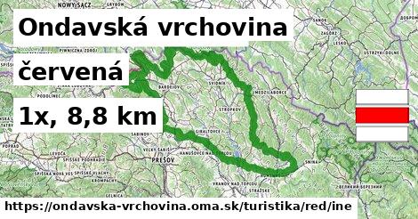 Ondavská vrchovina Turistické trasy červená iná