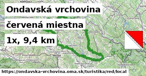 Ondavská vrchovina Turistické trasy červená miestna