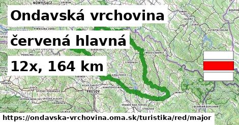 Ondavská vrchovina Turistické trasy červená hlavná