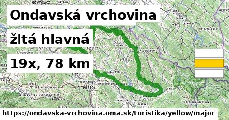 Ondavská vrchovina Turistické trasy žltá hlavná