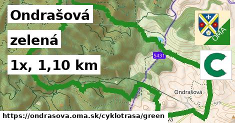 Ondrašová Cyklotrasy zelená 