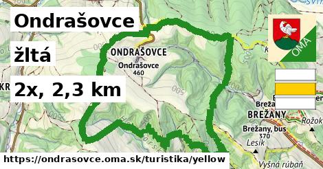 Ondrašovce Turistické trasy žltá 
