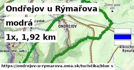 Ondřejov u Rýmařova Turistické trasy modrá 