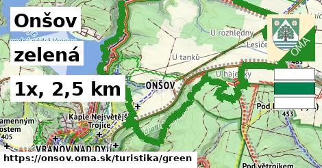 Onšov Turistické trasy zelená 
