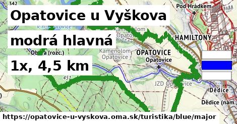 Opatovice u Vyškova Turistické trasy modrá hlavná