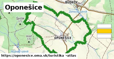 Oponešice Turistické trasy  
