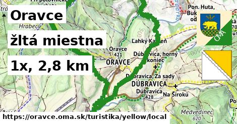 Oravce Turistické trasy žltá miestna