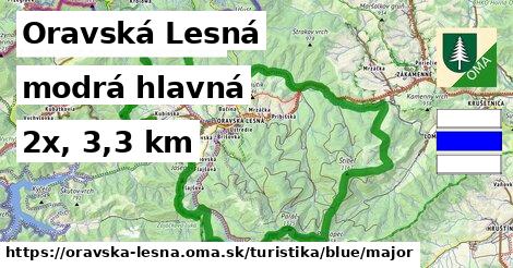 Oravská Lesná Turistické trasy modrá hlavná