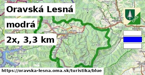 Oravská Lesná Turistické trasy modrá 