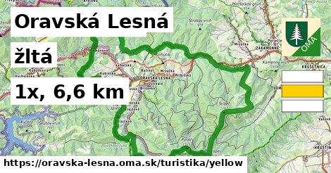 Oravská Lesná Turistické trasy žltá 