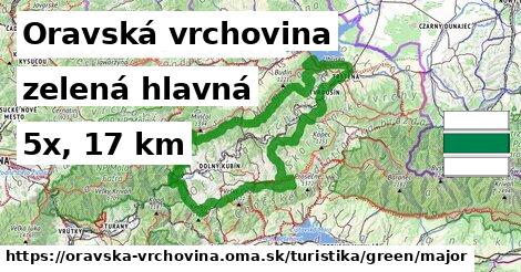 Oravská vrchovina Turistické trasy zelená hlavná