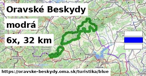 Oravské Beskydy Turistické trasy modrá 