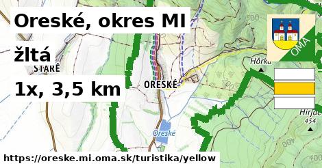 Oreské, okres MI Turistické trasy žltá 