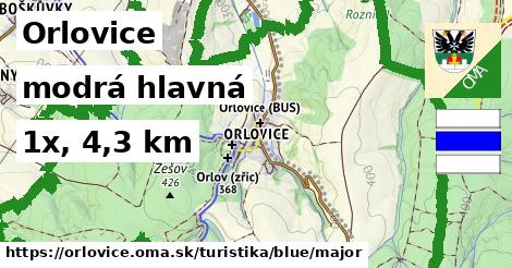 Orlovice Turistické trasy modrá hlavná