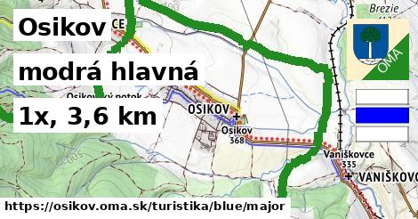 Osikov Turistické trasy modrá hlavná
