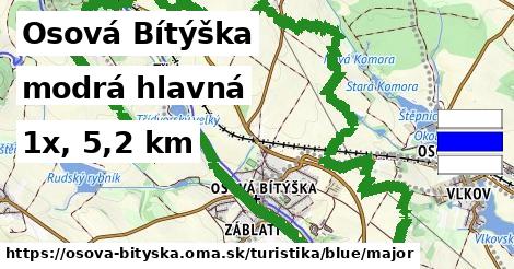 Osová Bítýška Turistické trasy modrá hlavná