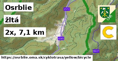 Osrblie Cyklotrasy žltá bicycle