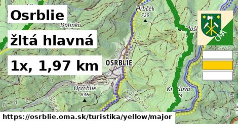 Osrblie Turistické trasy žltá hlavná