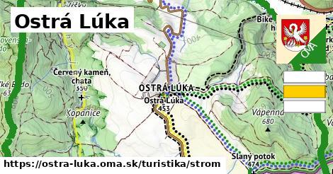 Ostrá Lúka Turistické trasy strom 