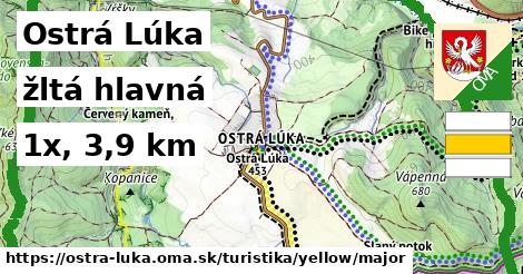 Ostrá Lúka Turistické trasy žltá hlavná