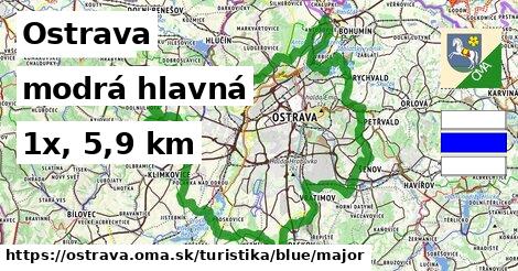 Ostrava Turistické trasy modrá hlavná