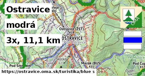 Ostravice Turistické trasy modrá 