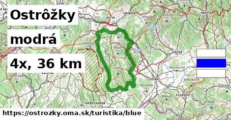 Ostrôžky Turistické trasy modrá 