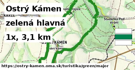 Ostrý Kámen Turistické trasy zelená hlavná