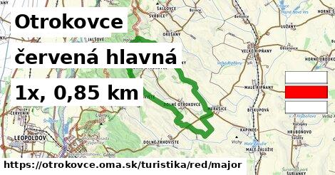 Otrokovce Turistické trasy červená hlavná